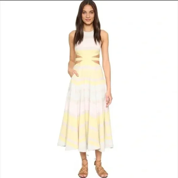 Mara Hoffman | Dresses | Mara Hoffman Cutout Pastel Striped Midi Dress Size  4 | Poshmark
